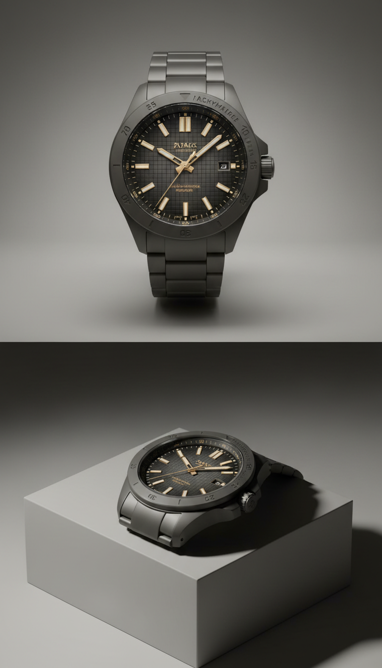 Titanium Automatic Sports Watch with Integrated Bracelet